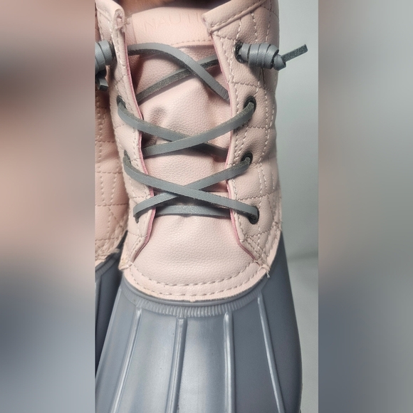 Nautica Dorsay Women's Rain Winter Boots Quilted Rubber Pink Gray Sz 10 Side Zip - Picture 4 of 14